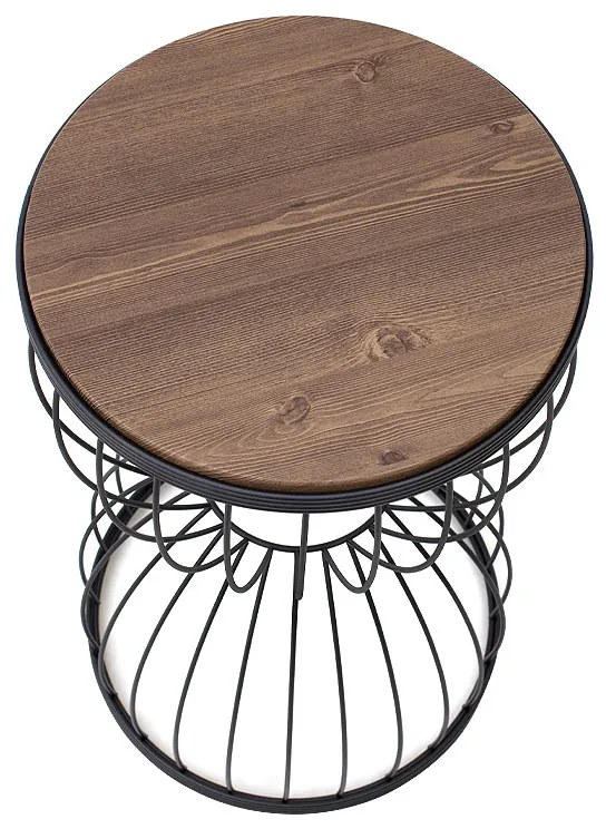 Τραπεζάκι βοηθητικό Pino Megapap μεταλλικό - Mdf χρώμα μαύρο - καρυδί 35x35x58εκ.