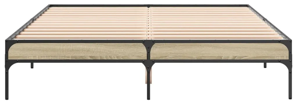 vidaXL Πλαίσιο Κρεβατιού Sonoma Δρυς 140x200 εκ. Επεξ. Ξύλο &amp; Μέταλλο
