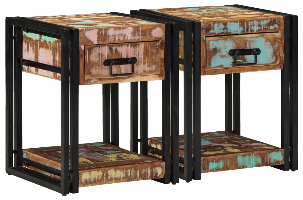 vidaXL Κομοδίνα 2 τμχ 40x40x50 εκ. Μασίφ Ανακυκλωμένο Ξύλο