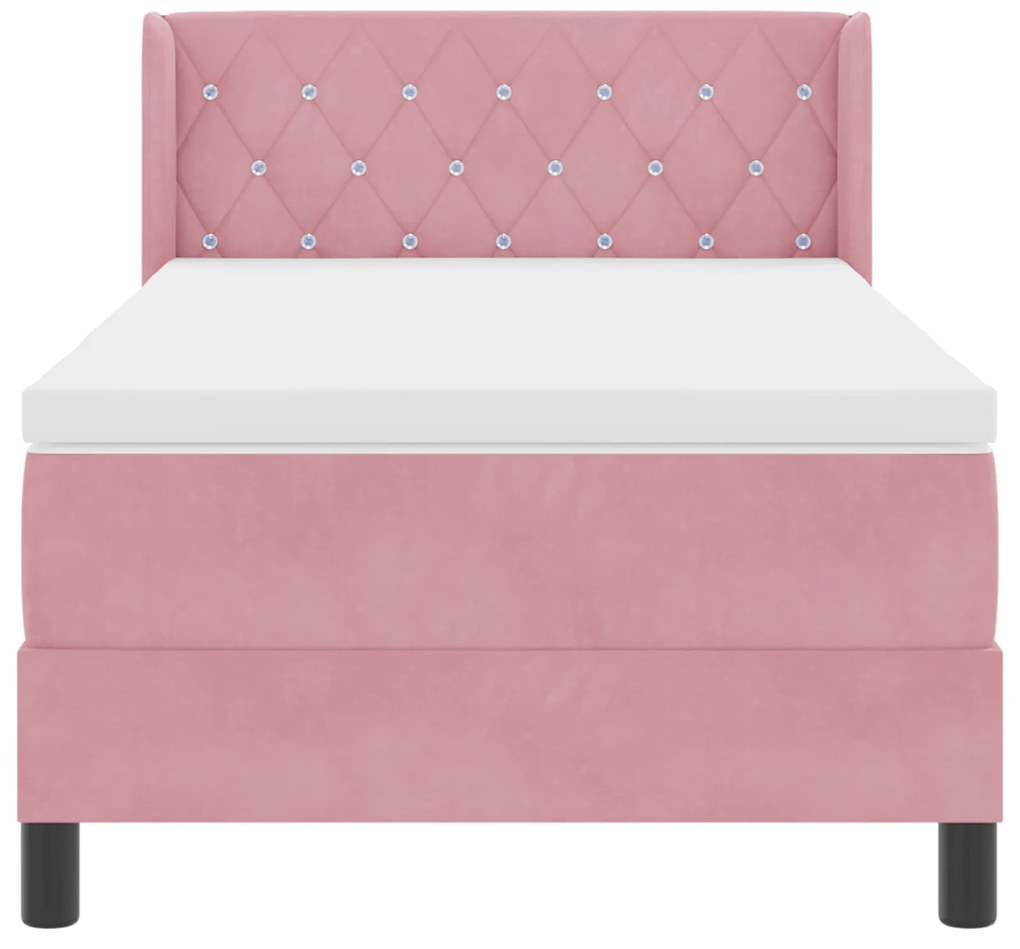 vidaXL Κρεβάτι Box Spring με Στρώμα  Ροζ 90x190 εκ. Βελούδο