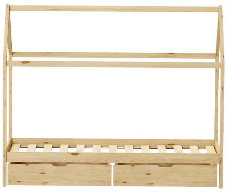 Κρεβάτι παιδικό Mellin τύπου Montessori με 2 συρτάρια ξύλο φυσικό 90x190 εκ. 90x190x140 εκ.