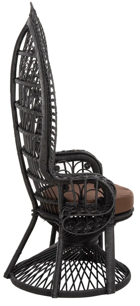 ΠΟΛΥΘΡΟΝΑ ROYAL PEACOCK  RATTAN ΜΑΥΡΟ-ΜΑΞΙΛΑΡΙ ΚΑΦΕ 114x72x150Yεκ.