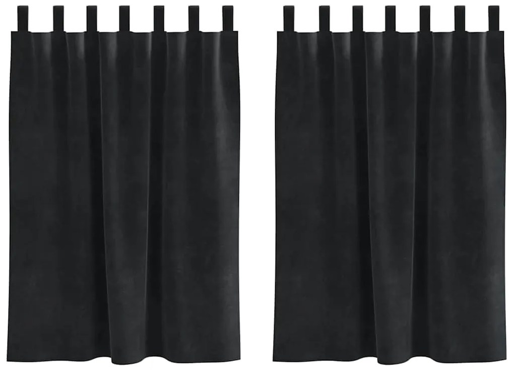 vidaXL Κουρτίνες με κουρτίνες 2 pcs Μαύρο 140 x 140 cm Βελούδο