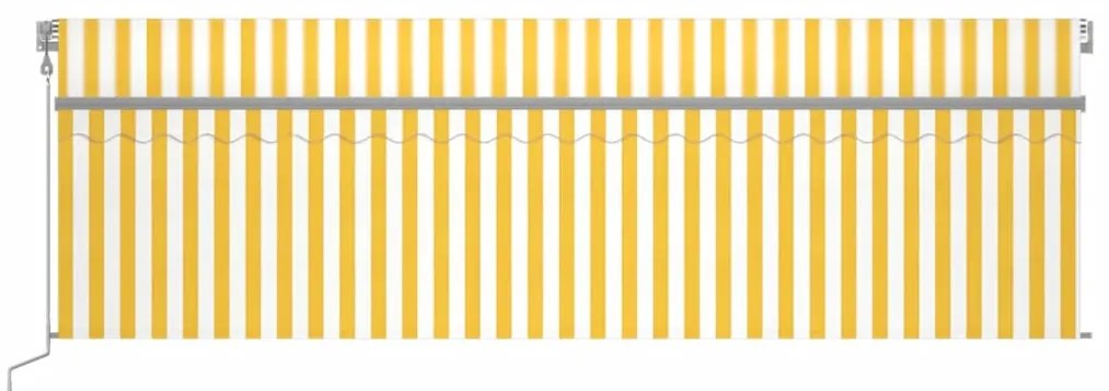 vidaXL Τέντα Συρόμενη Αυτόματη με Σκίαστρο Κίτρινο / Λευκό 5 x 3 μ.