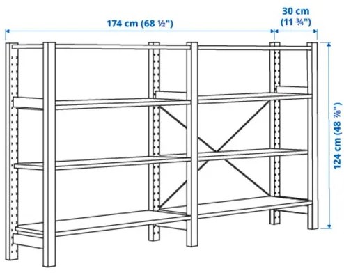 IVAR 2 τμήματα/ράφια, 174x30x124 cm 994.039.36