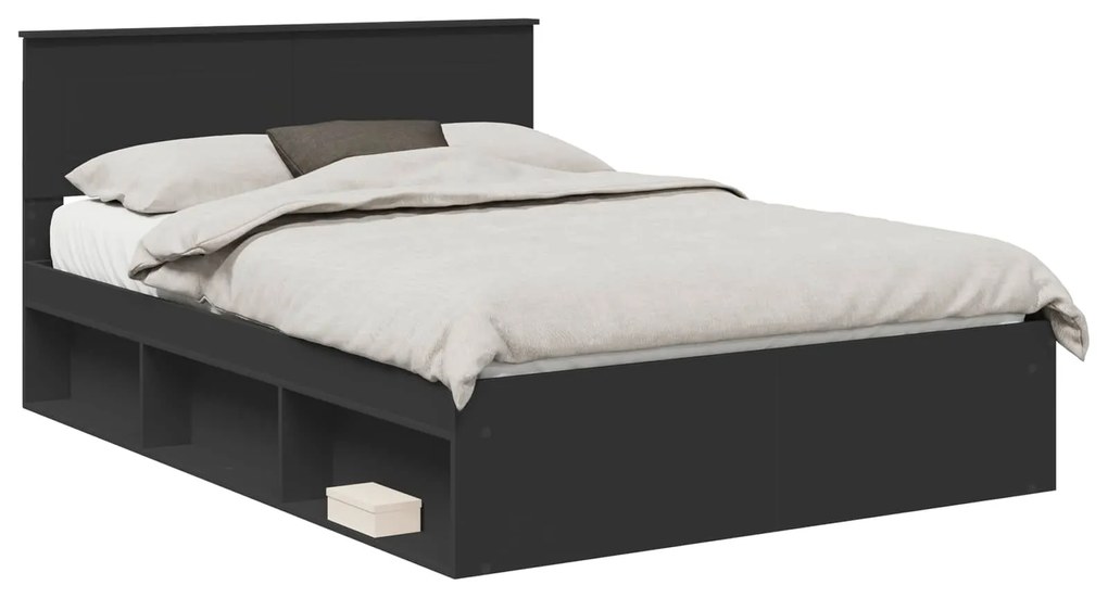vidaXL Σκελετός Κρεβατιού Μαύρο 160 x 200 cm Επεξεργασμένο ξύλο