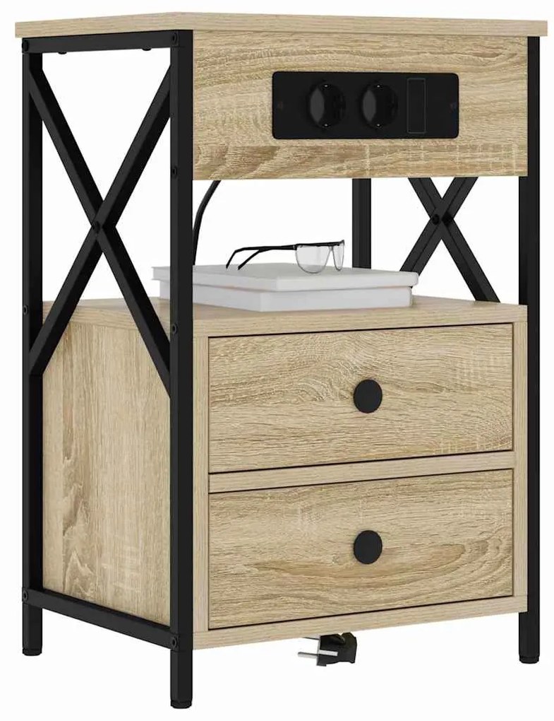 vidaXL Κομοδίνο 2 pcs Δρύς Sonoma 40 x 31 x 60 εκ. Επεξεργασμένο ξύλο