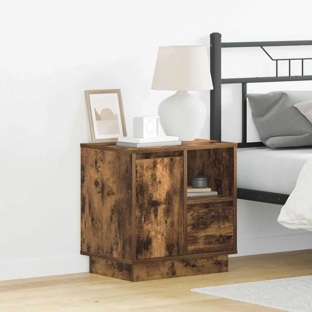 vidaXL Κομοδίνο με Καπνιστή δρυς 50 x 34.5 x 50 εκ. Επεξεργασμένο ξύλο