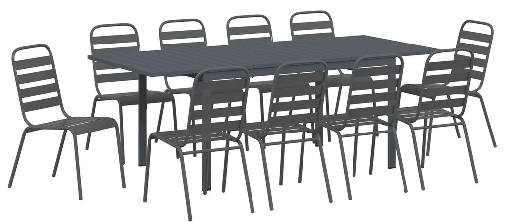 vidaXL Σετ Τραπεζαρίας 11 Τεμαχίων 11 pcs Γκρι Large Μέταλλο