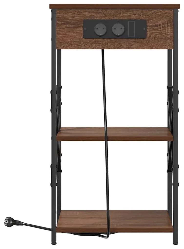 vidaXL Κομοδίνο με ράφι Καφέ δρυς 41 x 31 x 76 εκ. Επεξεργασμένο ξύλο