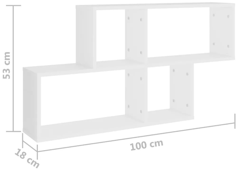 vidaXL Ράφι Τοίχου Λευκό 100 x 18 x 53 εκ. από Επεξεργασμένο Ξύλο