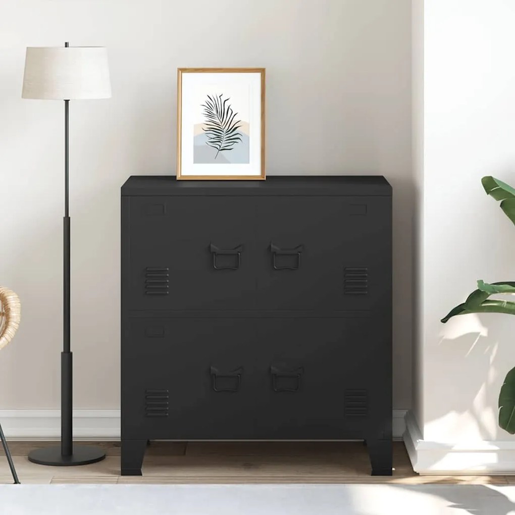 vidaXL Αρχειοθήκη Βιομηχανικού Στιλ Μαύρη 75 x 40 x 80 εκ. Ατσάλινη