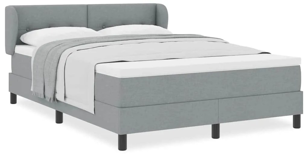 vidaXL Κρεβάτι box spring με στρώμα Ανοιχτό γκρι 140 x 190 cm ύφασμα