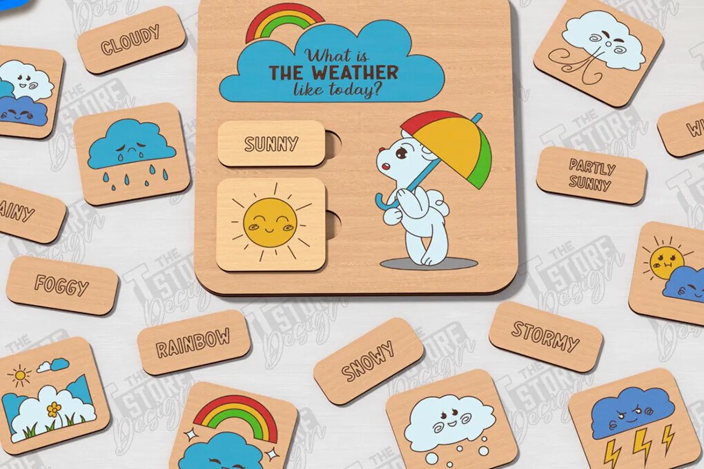 Σετ των 2 Intra απο ξύλο plywood 3mm-4mm πάχος – Weather Board for Kids | CNC Δίασταση  20x20 cm INTRAFABR-122540765