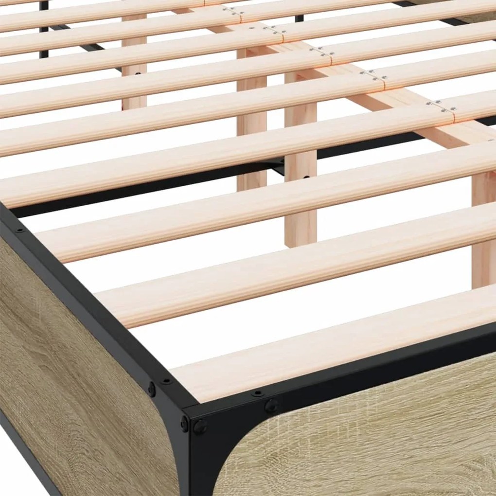 vidaXL Πλαίσιο Κρεβατιού Sonoma Δρυς 120x200 εκ. Επεξ. Ξύλο &amp; Μέταλλο