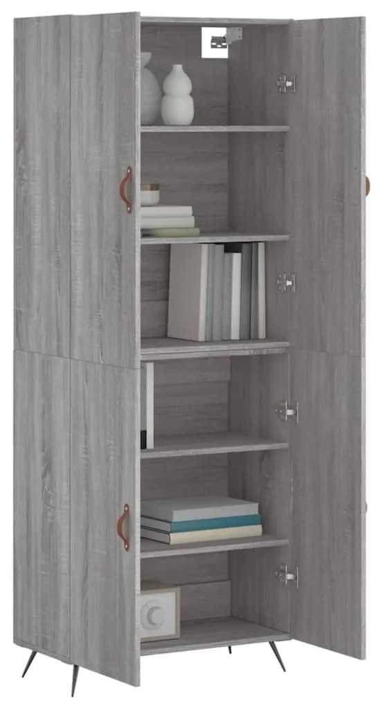 vidaXL Ντουλάπι Γκρι Sonoma 69,5 x 34 x 180 εκ. Επεξεργασμένο Ξύλο