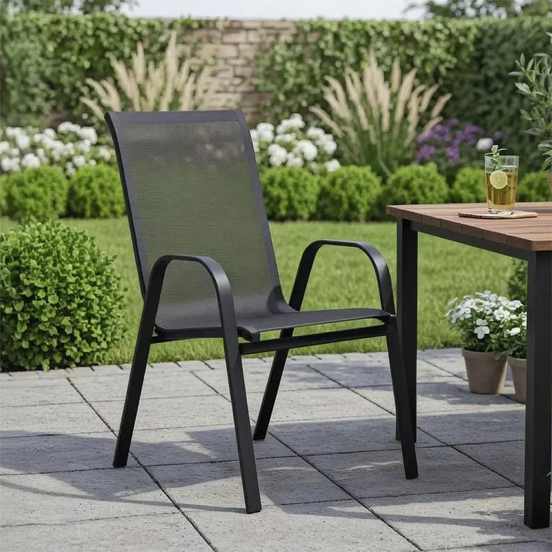 Καρέκλα - Πολυθρόνα Calan μέταλλο μαύρο - textilene μαύρο 55x75x90 εκ. 54x74x91 εκ.