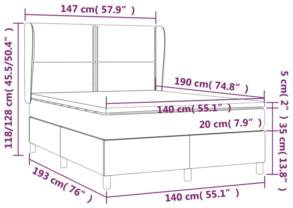 ΚΡΕΒΑΤΙ BOXSPRING ΜΕ ΣΤΡΩΜΑ ΣΚΟΥΡΟ ΓΚΡΙ 140X190 ΕΚ. ΒΕΛΟΥΔΙΝΟ 3129148