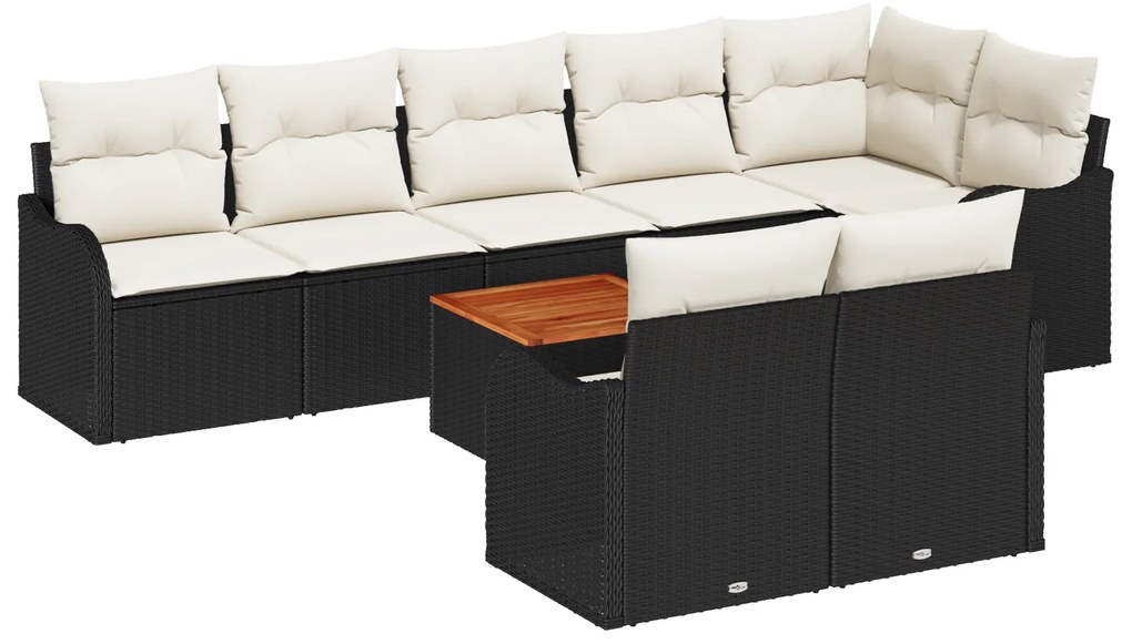 vidaXL Σετ καναπέ κήπου 9 pcs Μαύρος, λευκός Μεγάλο