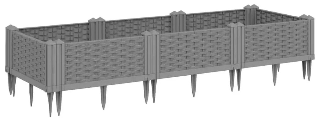 Ζαρντινιέρα με Πασσάλους Αν.Γκρι 125x40x28,5 εκ Πολυπροπυλένιο - Γκρι