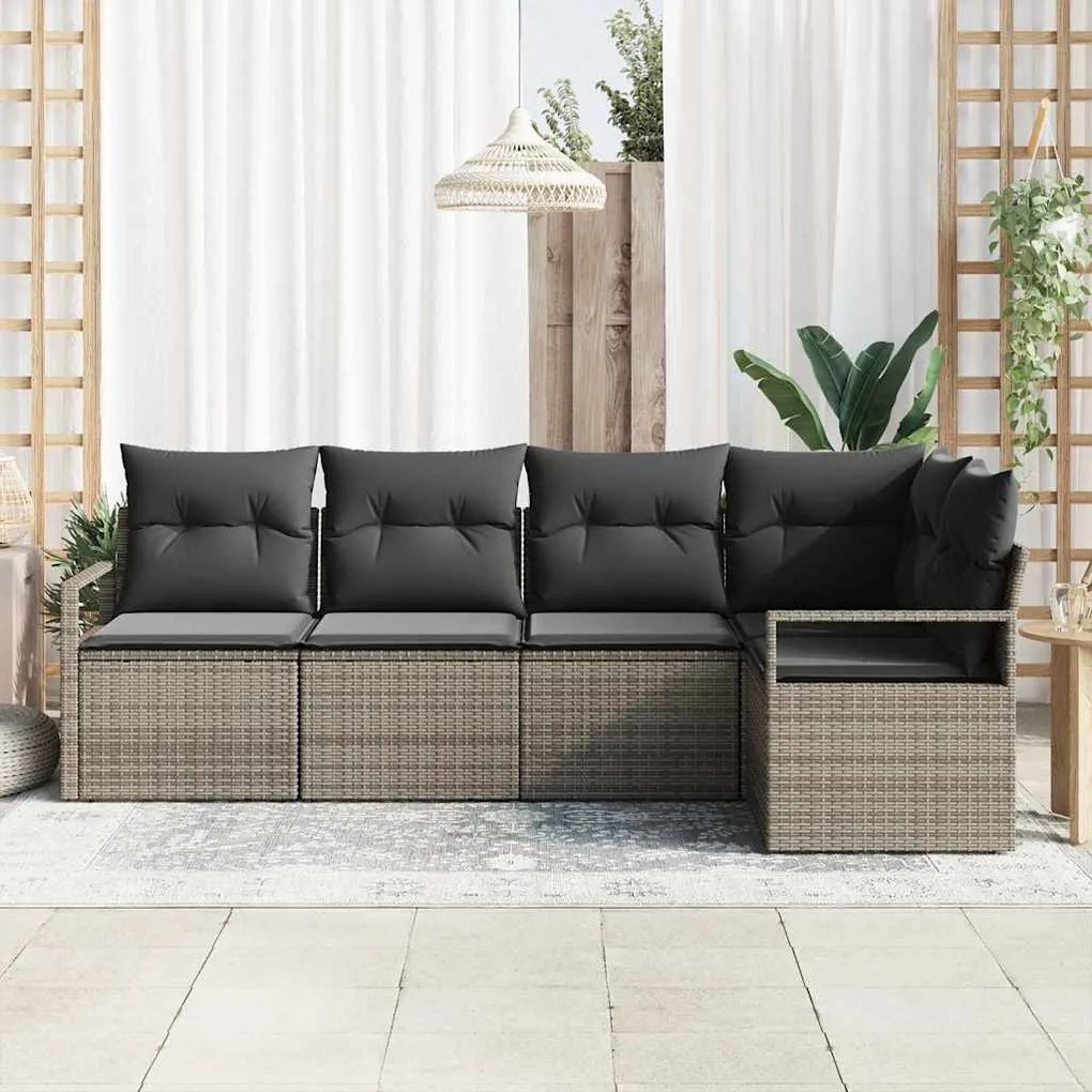 vidaXL Σετ Καναπέ Κήπου 5 pcs Γκρι Πολυ ράταν