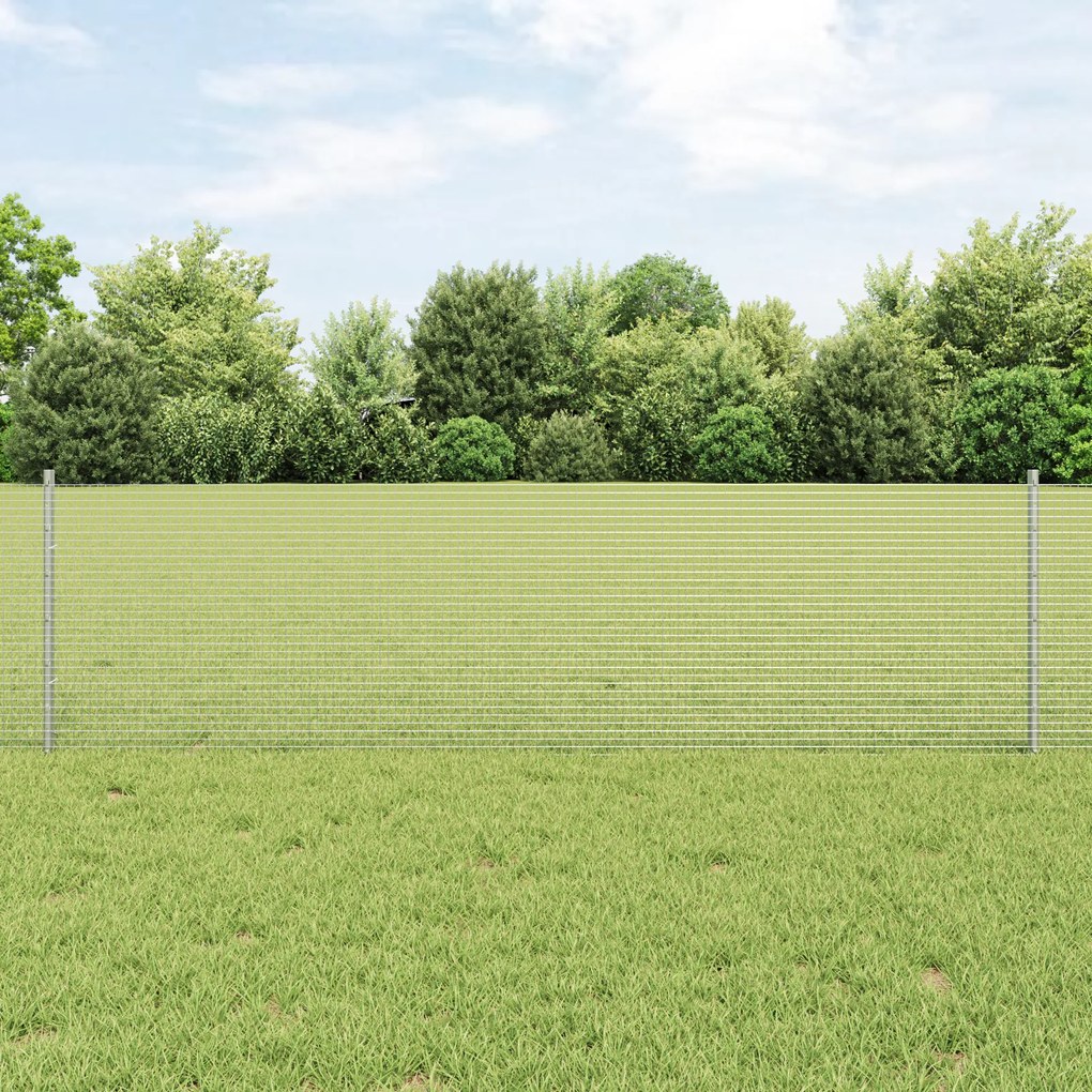 vidaXL Φράχτης Welded Wire  με 5 U Posts Ασημί 0.6x10 μ Χάλυβα