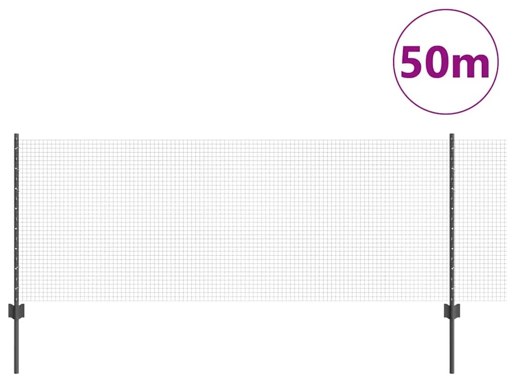 vidaXL Τεντώτο με στήριγμα Γκρι 0,8 x 50 μ Χάλυβας και PVC