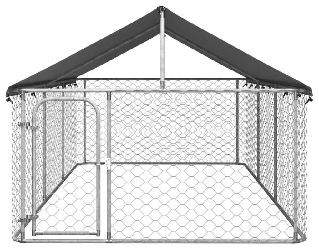 Κλουβί Σκύλου Εξωτερικού Χώρου 400 x 200 x 150 εκ. με Στέγαστρο - Ασήμι