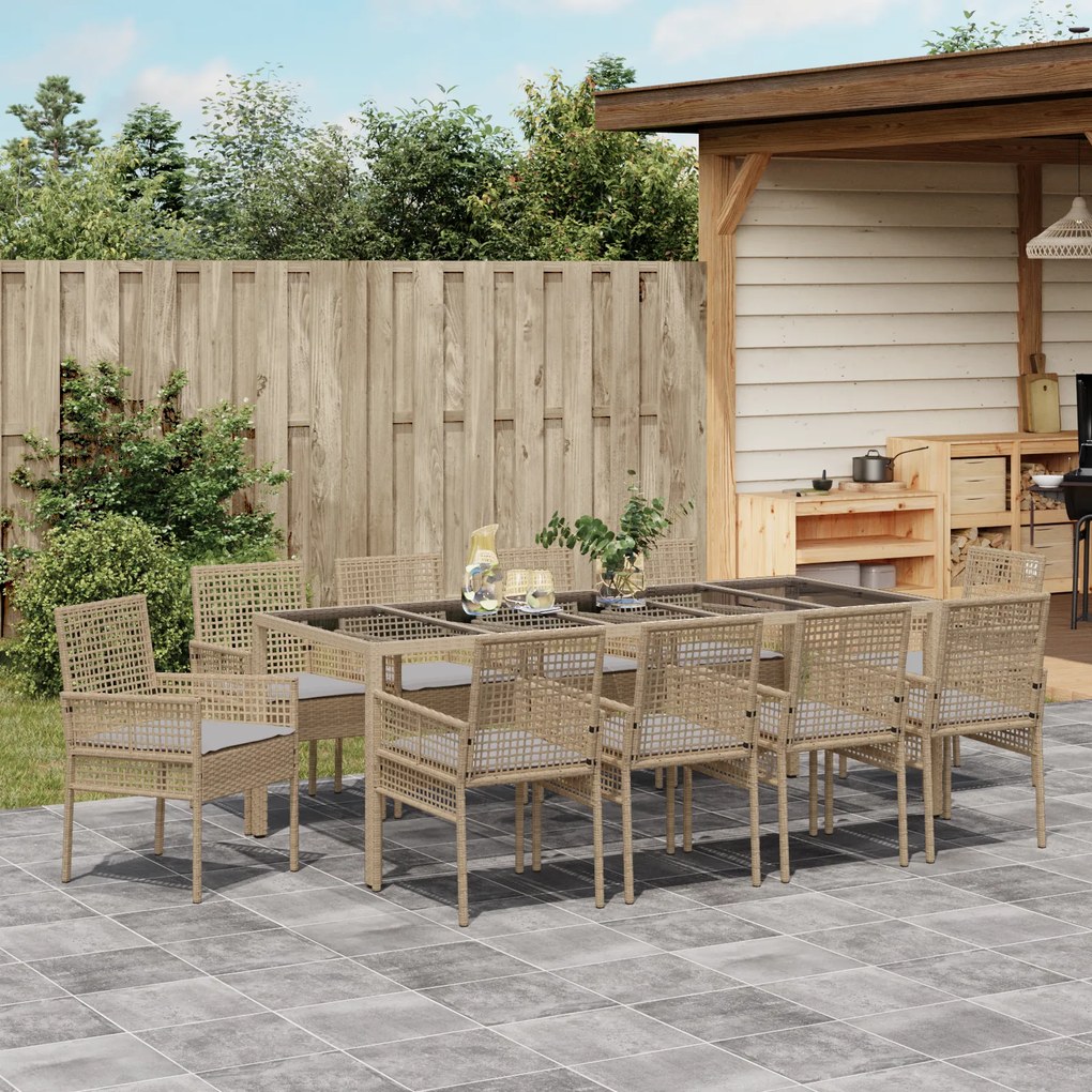 vidaXL Σετ Τραπεζαρίας Κήπου 11 pcs Μπεζ 250 x 100 x 75 cm