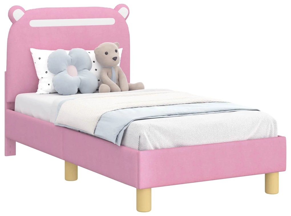 vidaXL Κρεβατική βάση για παιδιά με προσκέφαλο Ροζ 70 x 140 cm ύφασμα