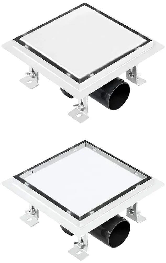 vidaXL Σιφόνι 2 σε 1 Επίπεδο/Ένθετο Πλακιδίου 18x18 εκ. Ανοξ. Ατσάλι