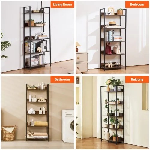 VEVOR Metal Bookshelf Open Bookshelf 5-Tier for Living room Bedroom &amp; Office