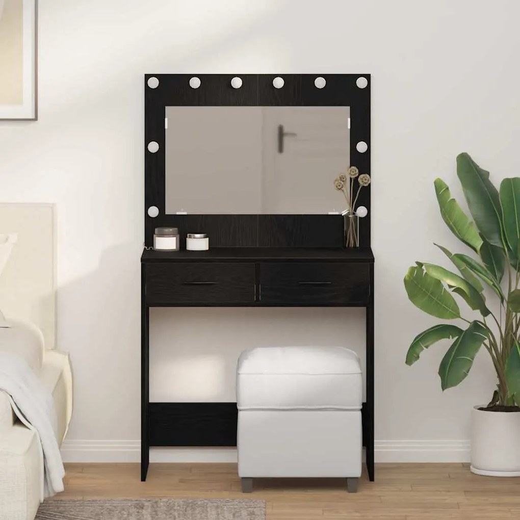 vidaXL Κομοδίνο Μαύρη δρυς 78.5 x 41 x 135 εκ Επεξεργασμένο ξύλο