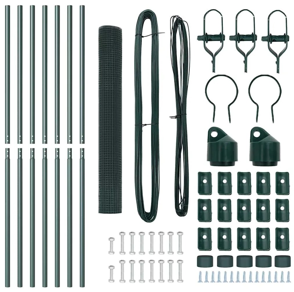 vidaXL Φράχτης με Στήλες. Πράσινο 1 x 10 m Ατσάλι