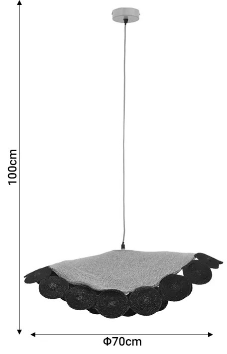 Φωτιστικό οροφής Kono Inart φυσικό-μαύρο Φ70x100εκ - 311-000021