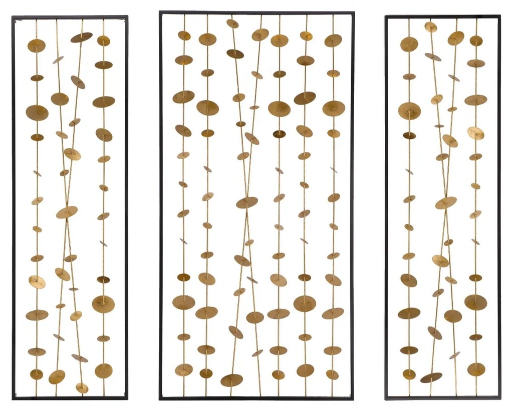 Artekko Wall Art Διακοσμητικό Τοίχου Μεταλλικό Μαύρο Χρυσό (59.7x7.6x116.8)cm Σετ/3 Artekko 82283-DS