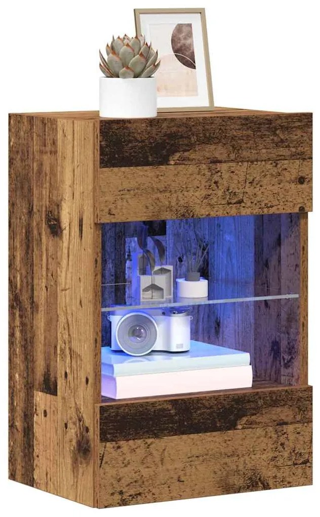 vidaXL Έπιπλα Τοίχου Τηλεόρασης με LED 2 Τεμ. Μαύρα 40x30x60,5 εκ.