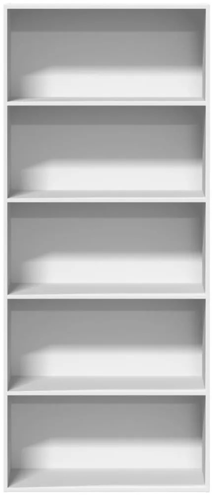 vidaXL Βιβλιοθήκη με 5 Ράφια Λευκή 80x30x189 εκ. Επεξεργασμένο Ξύλο