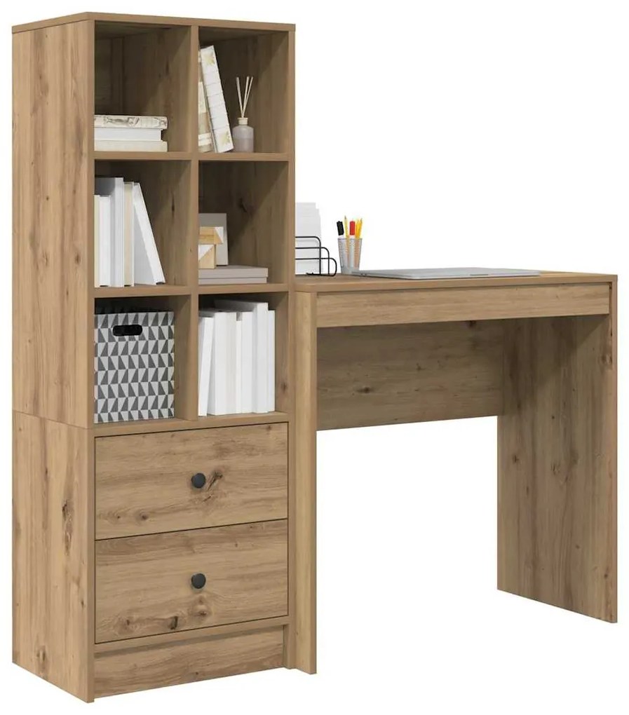vidaXL Γραφείο με αποθηκευτικό χώρο με συρτάρι 2 pcs artisan δρυς