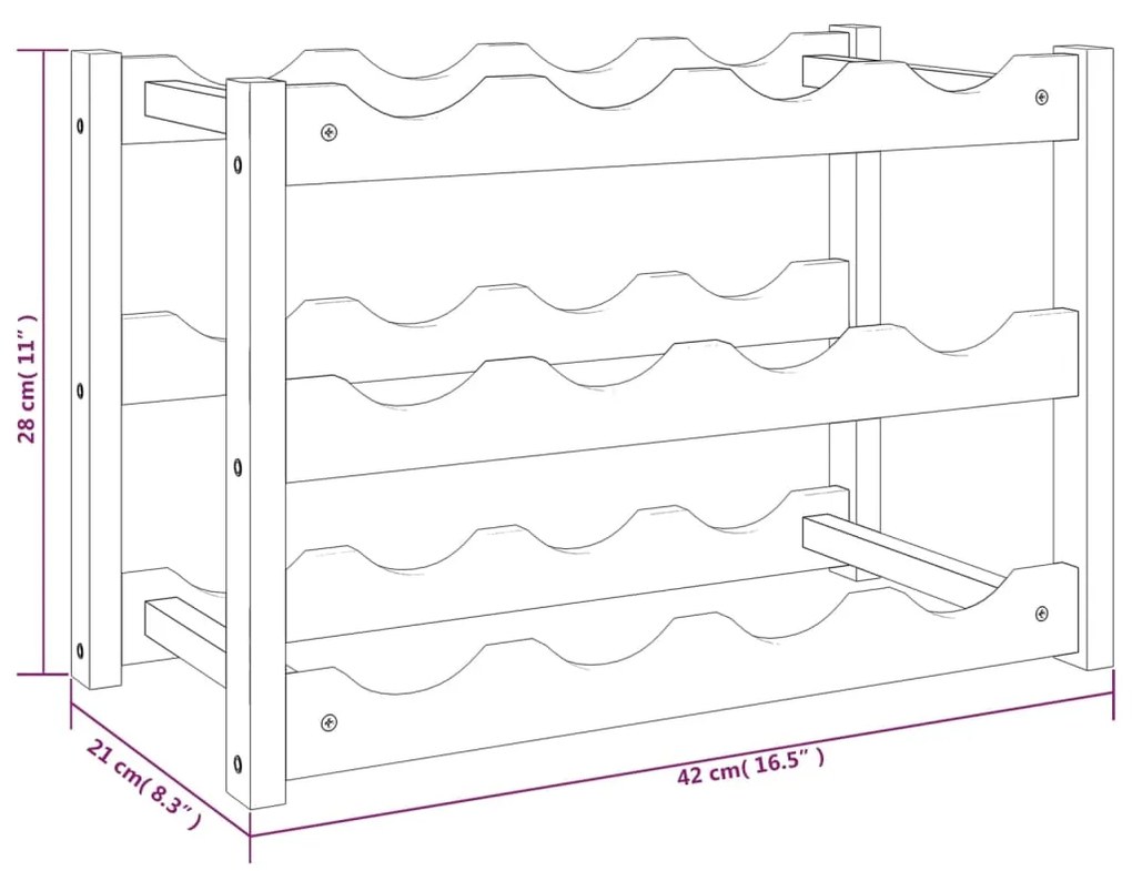 vidaXL Ραφιέρα Κρασιών για 12 Μπουκάλια από Μασίφ Ξύλο Καρυδιάς