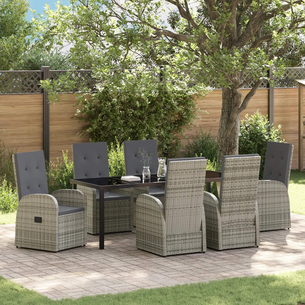 vidaXL Ανακλινόμενες Καρέκλες Κήπου 7 pcs Γκρι 200 x 80 x 73 εκ