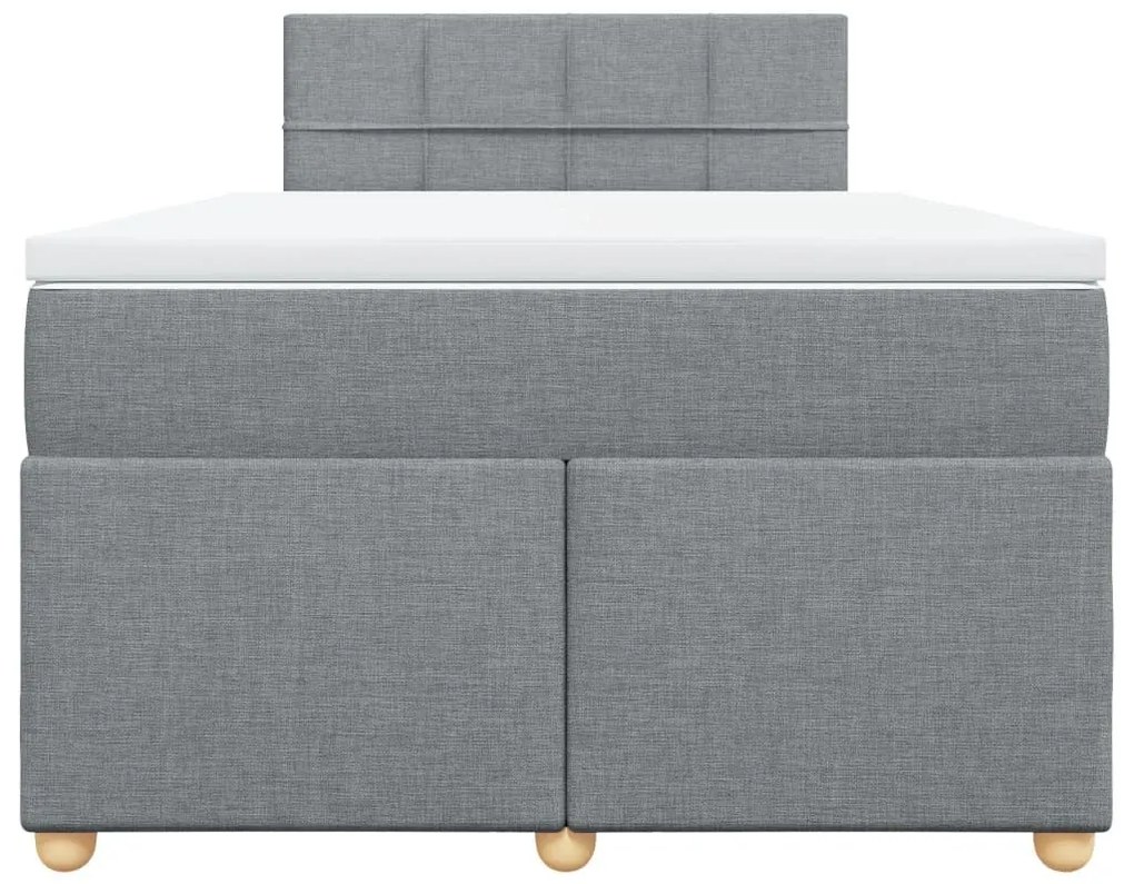 Κρεβάτι Boxspring με Στρώμα Ανοιχτό Γκρι 120x190 εκ. Υφασμάτινο - Γκρι