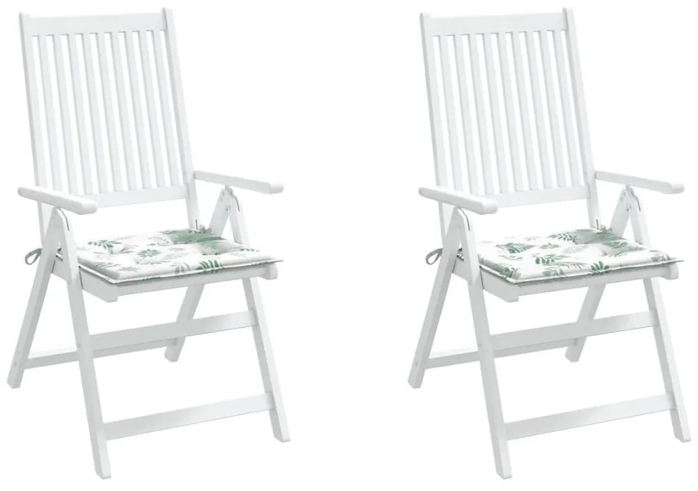 Μαξιλάρια Καρέκλας 2 τεμ. Σχέδιο Φύλλων 40x40x3 εκ. Υφασμάτινα - Πράσινο