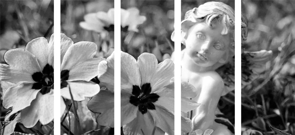 Εικόνα 5 μερών άγγελος στον κήπο σε ασπρόμαυρο - 200x100