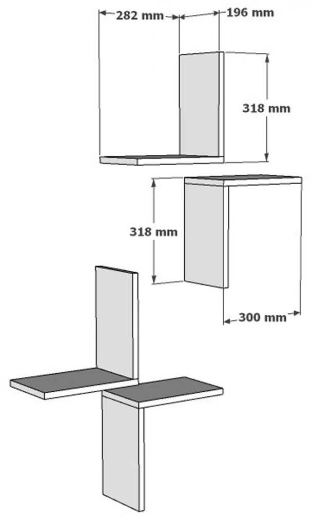 ΣΕΤ ΡΑΦΙΑ ΤΟΙΧΟΥ 4ΤΜΧ ΜΕΛΑΜΙΝΗΣ  ΛΕΥΚΟ 30x19,6x31,8Y εκ.