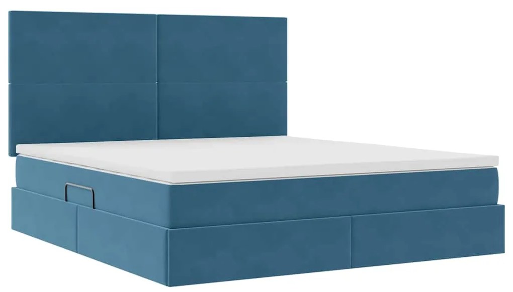 vidaXL Κρεβάτι με αποθηκευτικό χώρο και LED Σκούρο Μπλε 180 x 200 cm