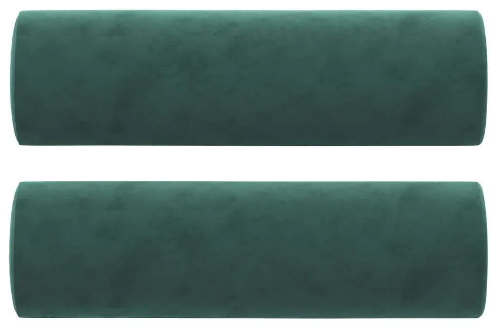 Καναπές Τριθέσιος Σκούρο Πράσινο 180 εκ Βελούδινος με Μαξιλάρια - Πράσινο