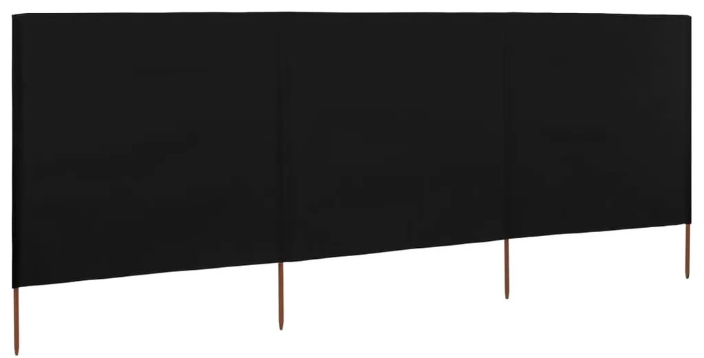 vidaXL Προστατευτικό Αέρα με 3 Πάνελ Μαύρο 400 x 120 εκ. Υφασμάτινο