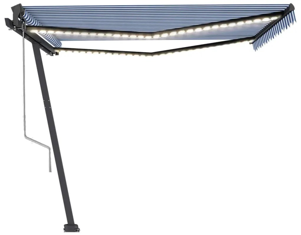 vidaXL Τέντα Αυτόματη με LED &amp; Αισθ. Ανέμου Μπλε / Λευκό 400x350 εκ.