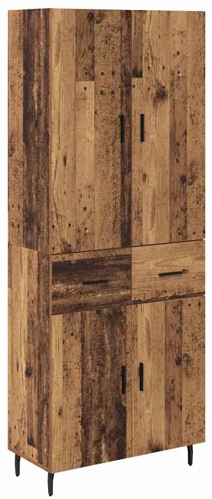 vidaXL Highboard με συρτάρι 2 pcs Παλιό Ξύλο Σύνθετο Ξύλο και Γυαλί